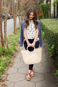Loft Top, Gladiator Sandals, Straw Tote Midtown Atlanta