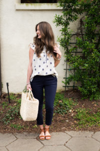 Loft Top, Gladiator Sandals, Straw Tote Midtown Atlanta