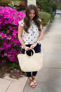 Loft Top, Gladiator Sandals, Straw Tote Midtown Atlanta