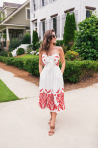 Hello It's LOH, White Red Dress, Summer outfit, Summer Dress, Summer Style, White Cotton Dress, Spring dresses, Spring midi Dress