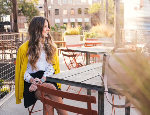 Yellow Cardigan, Leopard Loafers, Equipment Top, Club Monaco Ruffle Skirt, Hello It's LOH