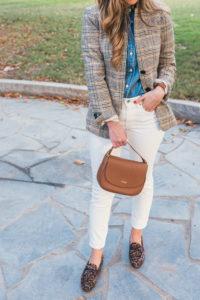 Chambray, Plaid Blazer, Leopard Loafers