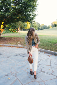 Chambray, Plaid Blazer, Leopard Loafers