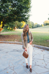 Chambray, Plaid Blazer, Leopard Loafers