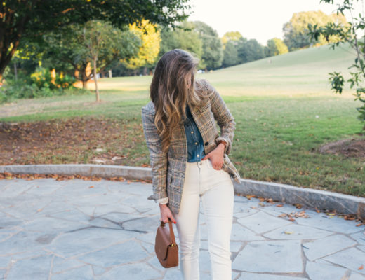 Chambray, Plaid Blazer, Leopard Loafers