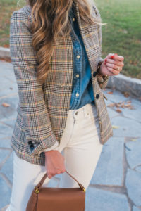 Chambray, Plaid Blazer, Leopard Loafers