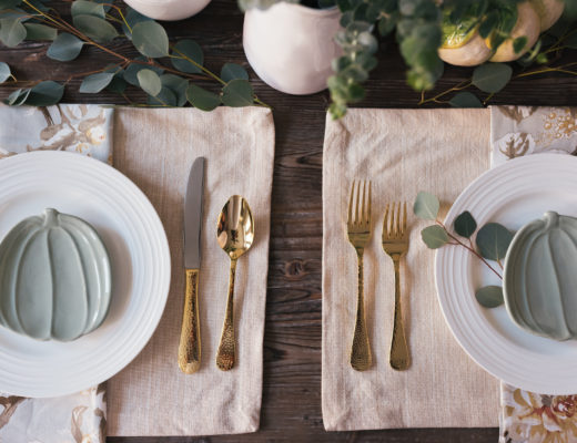 flatware, thanksgiving decor, table set up, ralph lauren napkins, mikasa
