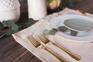 flatware, thanksgiving decor, table set up, ralph lauren napkins, mikasa