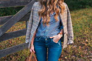 Plaid Blazer, AG Skinny Jeans, Lipault Paris Handbag, J.Crew Loafers, North Georgia, Travel