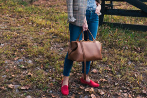 Plaid Blazer, AG Skinny Jeans, Lipault Paris Handbag, J.Crew Loafers, North Georgia, Travel