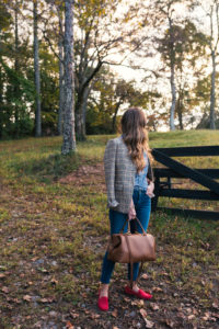 Plaid Blazer, AG Skinny Jeans, Lipault Paris Handbag, J.Crew Loafers, North Georgia, Travel