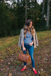 Plaid Blazer, AG Skinny Jeans, Lipault Paris Handbag, J.Crew Loafers, North Georgia, Travel