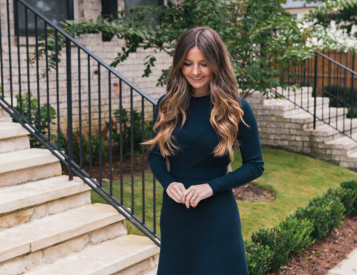 Green Sweater Dress, Navy Suede Pumps, Fall Style, Classic Dress, Buckhead