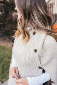 Plaid Blazer, Maxwell Scott Handbag, Stuart Weitzman Boots, J.Crew Poncho, White Tee