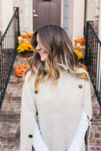 Plaid Blazer, Maxwell Scott Handbag, Stuart Weitzman Boots, J.Crew Poncho, White Tee