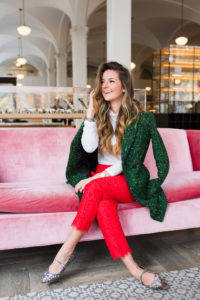 Quirk Hotel, Richmond VA, VCU, holiday looks, RVA, cuyana, tweed coat, j.crew coat, j.crew flats