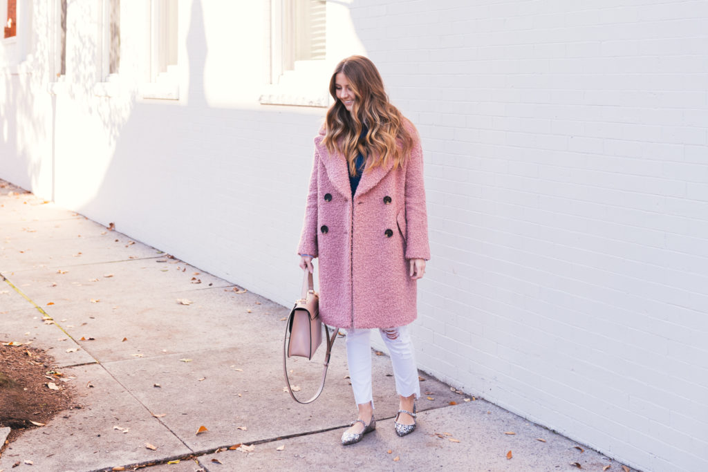 Topshop Coat, Glitter Flats, Travel Richmond VA, Cuyana, Ralph Lauren Sweaters, Ralph Lauren Button Up, Fall Style, Winter Style, White Jeans Outfit, Button Up Outfit
