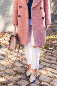 Topshop Coat, Glitter Flats, Travel Richmond VA, Cuyana, Ralph Lauren Sweaters, Ralph Lauren Button Up, Fall Style, Winter Style, White Jeans Outfit, Button Up Outfit