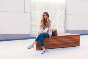 ShopThelma Loafers, Loafers and Jeans, Cashmere Sweater, DKNY Coat, Checkered Coat, Oversize Coat, LV Speedy, Casual Style, Fall Look, Loafers Outfit, Hello It's LOH, Lejla Hasanovic