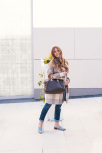 ShopThelma Loafers, Loafers and Jeans, Cashmere Sweater, DKNY Coat, Checkered Coat, Oversize Coat, LV Speedy, Casual Style, Fall Look, Loafers Outfit, Hello It's LOH, Lejla Hasanovic