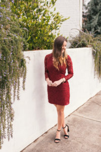 Red Lace Dress, WAYF, Steve Madden Black Heels, Hello It's LOH, Holiday Party Dress, Party Dress, NYE Dress, Red Dress, Mini Dress, David Yurman, Steve Madden, Lejla Hasanovic