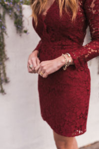 Red Lace Dress, WAYF, Steve Madden Black Heels, Hello It's LOH, Holiday Party Dress, Party Dress, NYE Dress, Red Dress, Mini Dress, David Yurman, Steve Madden, Lejla Hasanovic