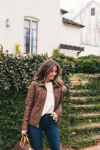 Leather Jacket Outfit, Citizens Of Humanity Jeans, Ivory Sweater