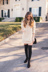 Lejla Hasnovic, @helloitsloh Stuart Weitzman Boots And Sweater Dress