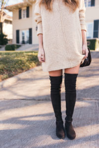 Lejla Hasnovic, @helloitsloh Stuart Weitzman Boots And Sweater Dress