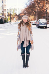 Citizen Of Humanity Jeans, Checkered Coat, J.Crew Knit Sweater, Knitted Headband, Hunter Boots, Hello It's LOH, Lejla Hasanovic