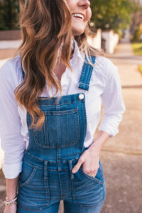 Vince Loafers, Madewell Overalls, Hello It's LOH, Lejla Hasanovic, J.Crew Button Up, Blush Loafers, Atlanta Blogger, Casual ootd