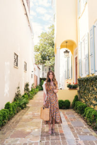 Rebecca Taylor Ruffle Midi Dress, Joie Banner Heels, Spring Outfit, Spring Dress, Lejla Hasanovic, Floral Wrap Dress