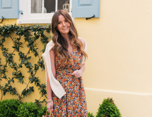 Rebecca Taylor Ruffle Midi Dress, Joie Banner Heels, Spring Outfit, Spring Dress, Lejla Hasanovic, Floral Wrap Dress