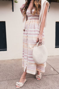 Striped Cotton Dress in Charleston, Hello It's LOH, Lejla Hasanovic, Arnel Hasanovic Photography, Cotton Dresses, Weekend Dresses, Mara Hoffman, Woven Round Bag, Summer Dresses, Spring Dresses, Easter Dresses, Nordstrom Dresses, Sale