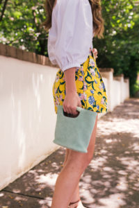 Hello It's LOH, Yellow High Waisted Shorts, Lejla Hasanovic, Atlanta Blogger, White top, Summer Style, Baublebar earrings, moon river shorts, shopbop, simon miller handbag