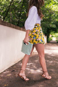 Hello It's LOH, Yellow High Waisted Shorts, Lejla Hasanovic, Atlanta Blogger, White top, Summer Style, Baublebar earrings, moon river shorts, shopbop, simon miller handbag