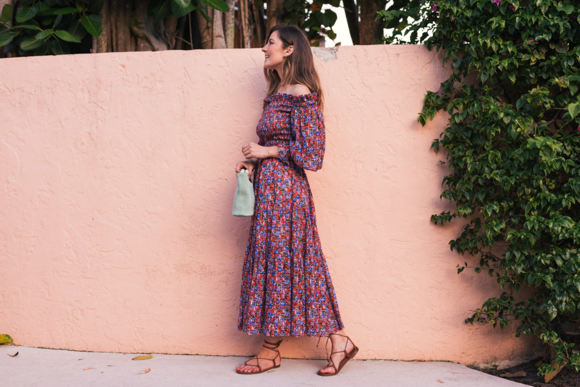 Hello It's LOH, Rebecca Taylor Off The Shoulder Dress, Palm Beach, Simon Miller Handbag, Lejla Hasanovic