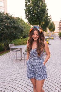 Hello It's LOH, Lejla Hasanovic, Abercrombie Gingham Romper, Ann Taylor Silk Scarf
