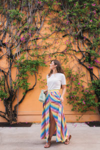 Hello It's LOH Rainbow Skirt Palm Beach, rainbow skirt, j.crew perfect fit top, palm beach vacation