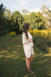 18 week update, new mom, pregnancy, sweater dress, fall style, marc fisher booties, lejla hasanovic