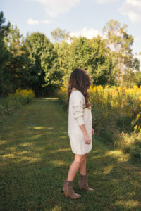 18 week update, new mom, pregnancy, sweater dress, fall style, marc fisher booties, lejla hasanovic