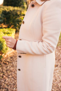 J.Crew Lady Coat, Leith Dress, Sezane Suede Boots, David Yurman Jewelry