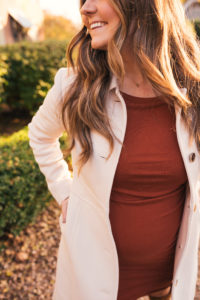 J.Crew Lady Coat, Leith Dress, Sezane Suede Boots, David Yurman Jewelry