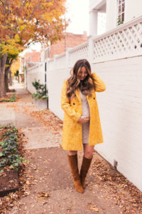 J.Crew Winter Coat, Pink Blush Maternity Sweater Dress, Hello it's LOH, Sezane Cognac boots, Lejla Hasanovic, Arnel Hasanovic Photography