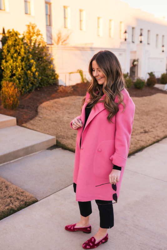 Hello It's LOH, New Year, Winter Style, Lejla Hasanovic, Theory Coat, Stubbs and Wootton Loafers, Pregnancy Style, Maternity Style, Pink Coat
