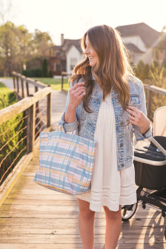 Hello It's LOH Transitioning Into Motherhood, spring style, castaner wedges, pamela munson tote, bugaboo stroller, denim jacket, lejla hasanovic