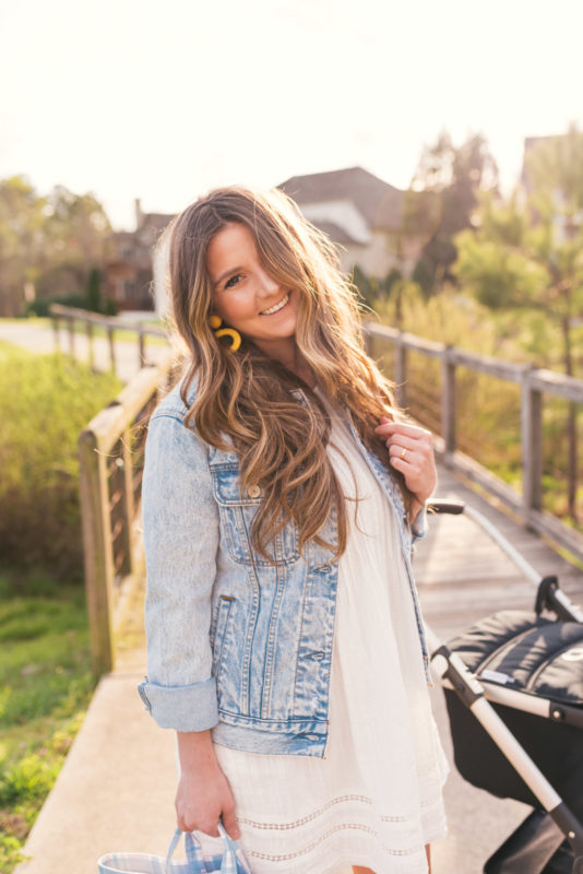 Hello It's LOH Transitioning Into Motherhood, spring style, castaner wedges, pamela munson tote, bugaboo stroller, denim jacket, lejla hasanovic
