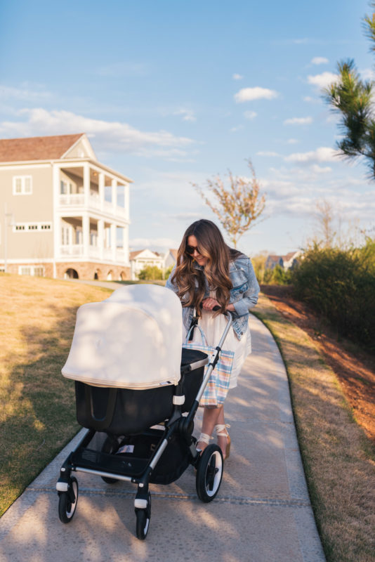 Hello It's LOH Transitioning Into Motherhood, spring style, castaner wedges, pamela munson tote, bugaboo stroller, denim jacket, lejla hasanovic